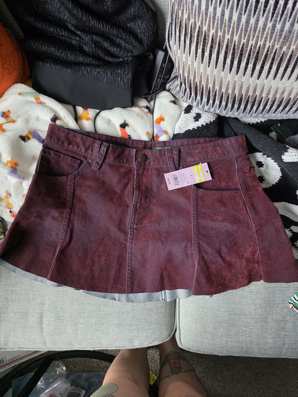 Burgundy Suede Mini Skirt